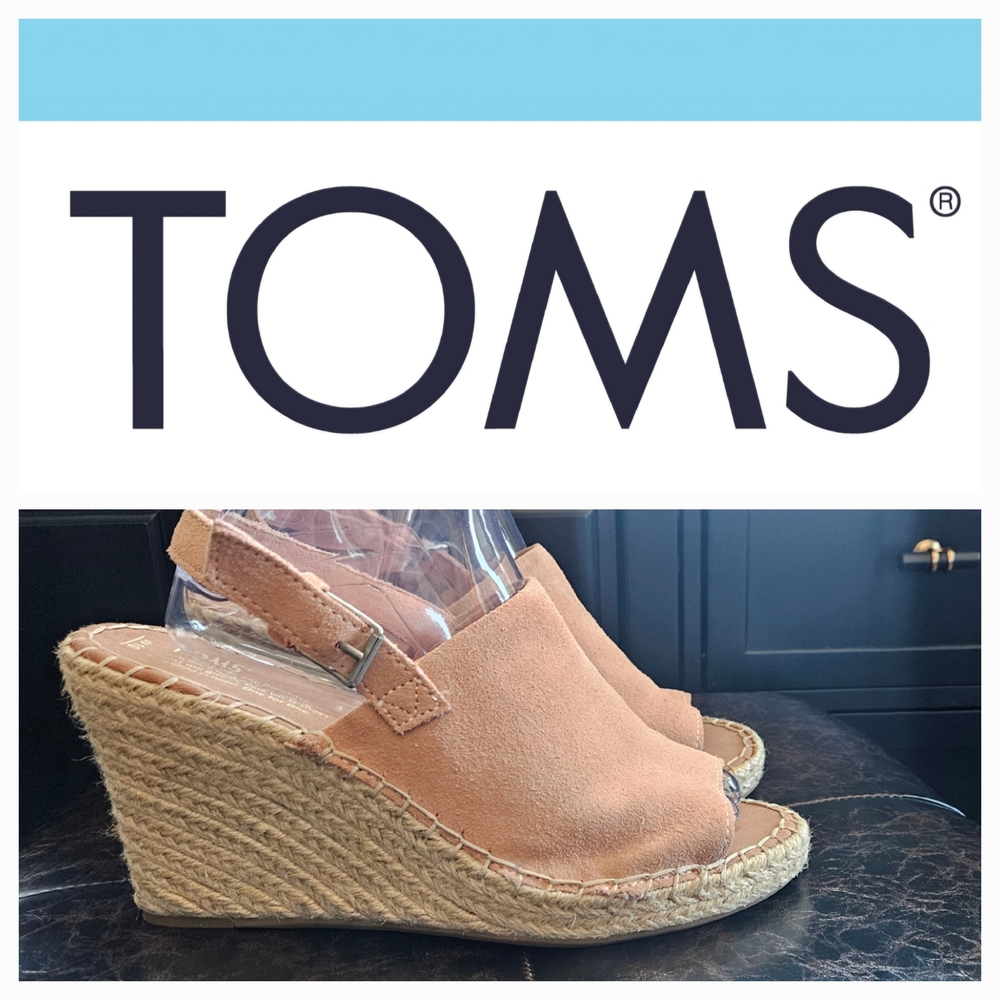 TOMS Tan Wedge Espadrilles with Slingback Discounted shipping 9.99